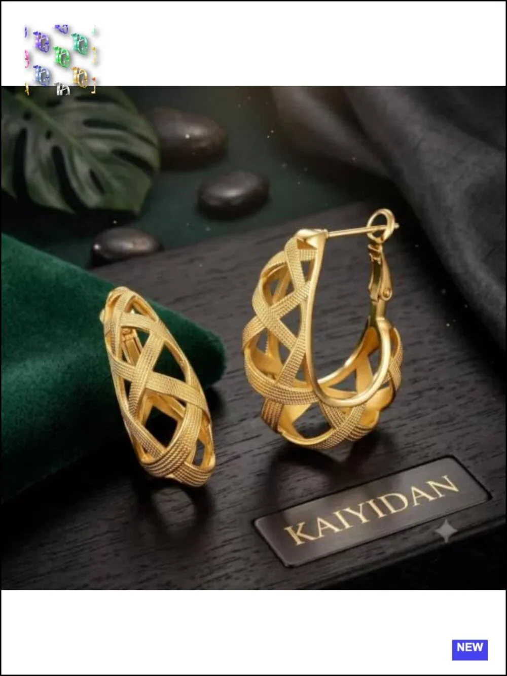 Interwoven Braided Hoop Earrings, 18K Gold Plated, Hypoallergenic, Hinged